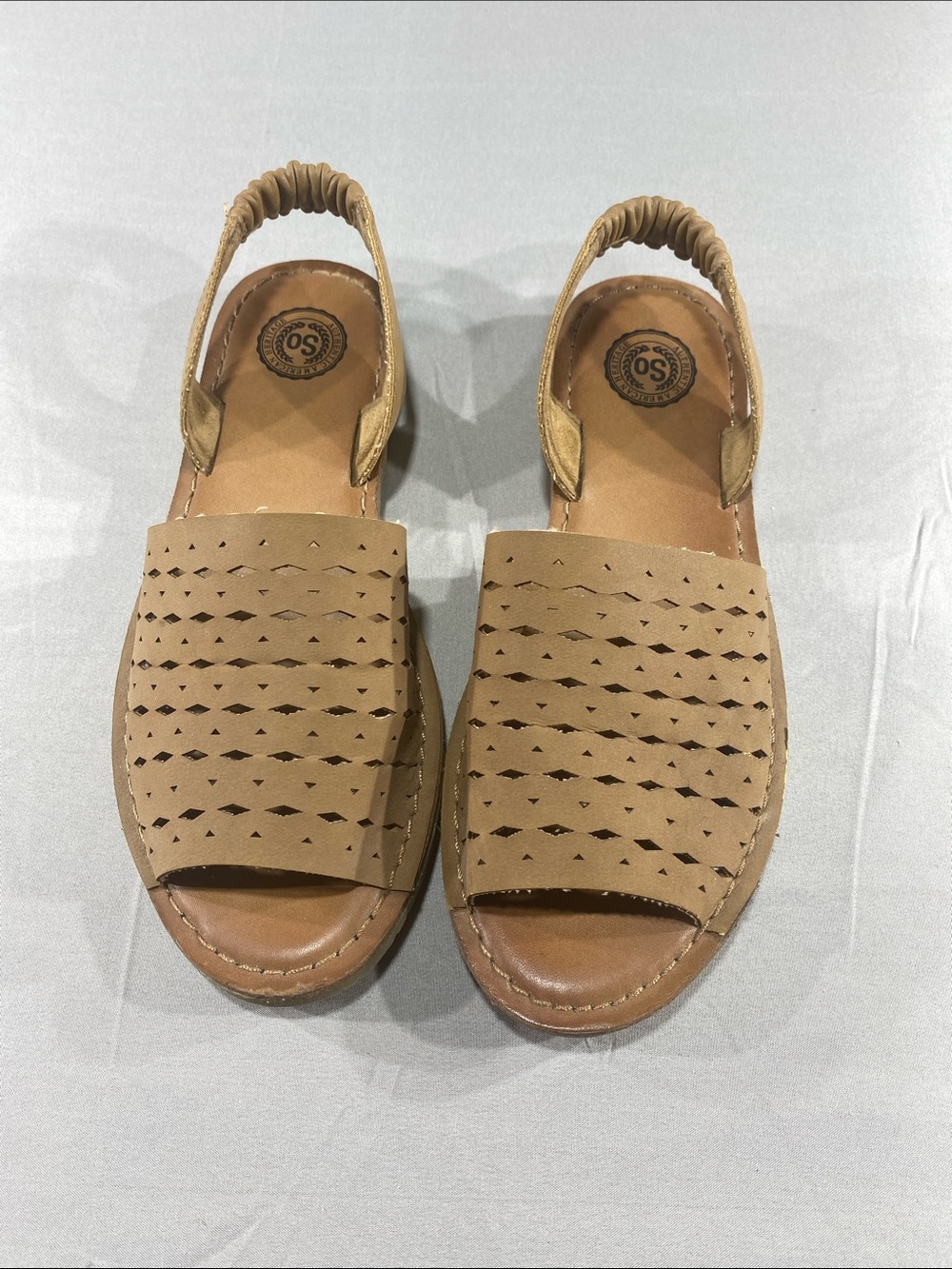 Women's Tan Perforated Slingback Sandals